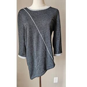 Weekends by Chico's French Terry Shimmer Asymmetrical-Hem Top Women Size 0 Small